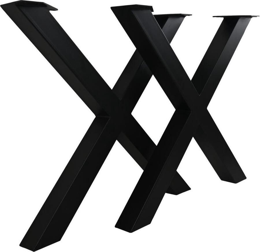 HSM Collection -Tafelpoot Model X S 2-80x10x72 ( 75x75 mm )-Zwart-Metaal