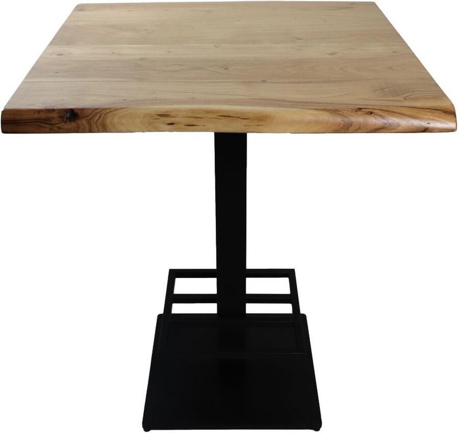 HSM Collection -Vierkante Bartafel 1 Pilaar-80x80x92-Naturel Zwart-Acacia Metaal