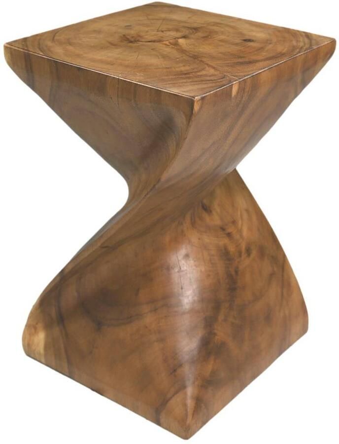 HSM Collection -Vierkante Bijzettafel Spiraal-30x30x43-Naturel-Munggur