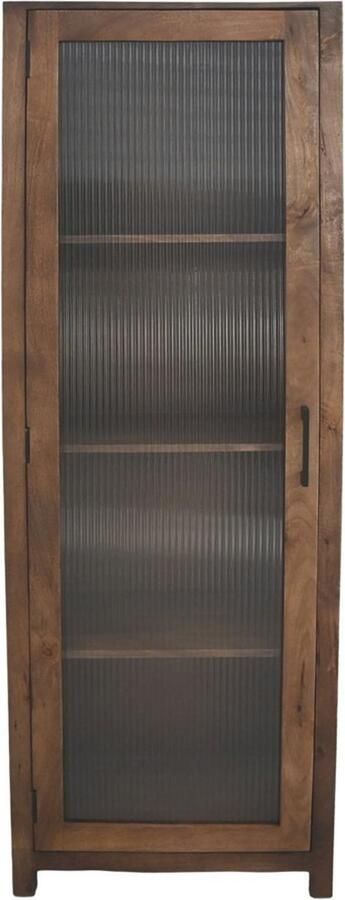 HSM Collection Vitrine kast met glas 60x40x180 Naturel Mangohout Glas