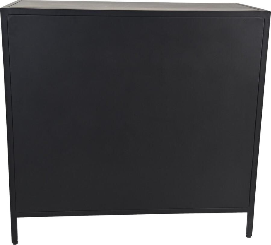 HSM Collection -Vitrinekast Bronx Laag 2 Deur-90x40x85-Zwart Grijs-Metaal