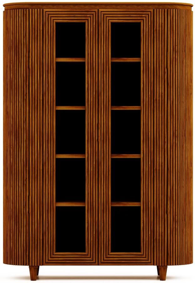 HSM Collection -Vitrinekast Tide 6 Deurs-140x45x200-Bruin-Mango