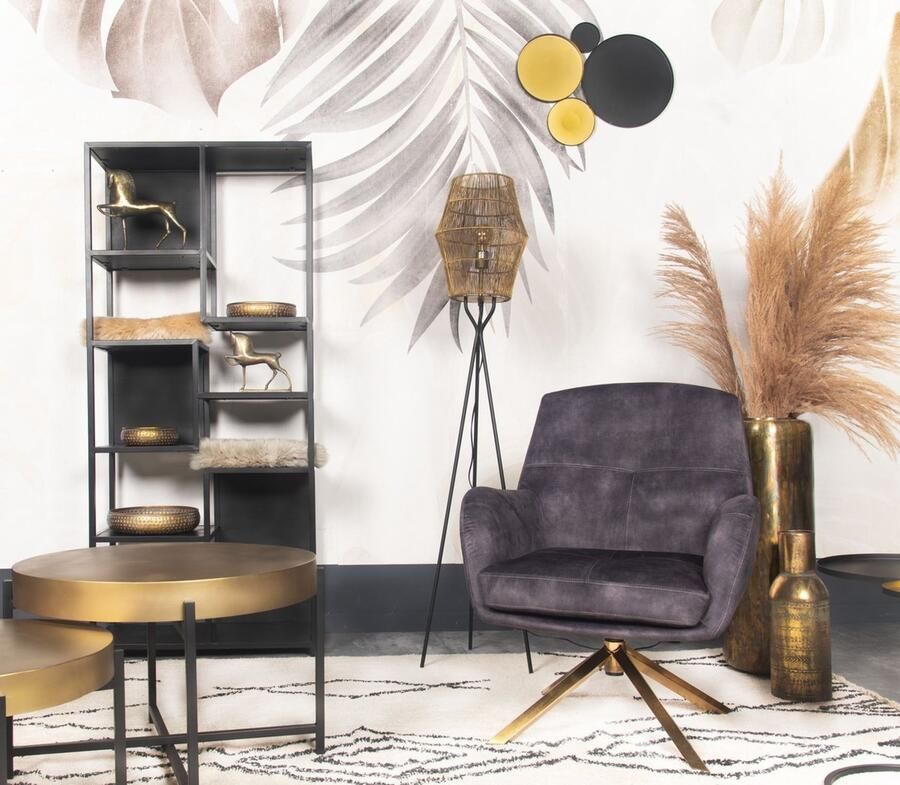 HSM Collection -Wanddecoratie -61x47x2-Zwart|Goud-Metaal