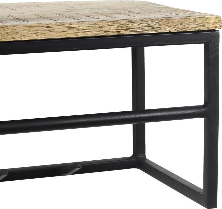 HSM Collection -Wandkapstok Met Plank 6 Haken-80x25x25-Naturel Zwart-Mango Metaal