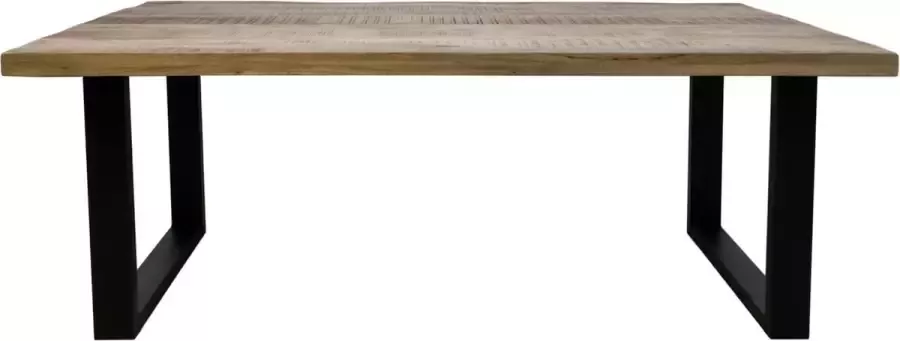 HSM Collection Eettafel Rechthoekig Melbourne U-poot 160cm Naturel Zwart Mangohout Metaal