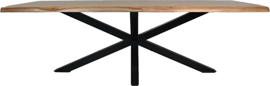 HSM Collection Rechthoekige tafel Soho luxe 200x100x76 Naturel zwart Acacia metaal - Foto 1