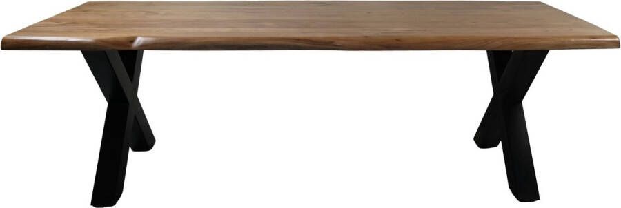HSM Collection Rechthoekige tafel Soho luxe 240x100x76 Naturel zwart Acacia metaal - Foto 1