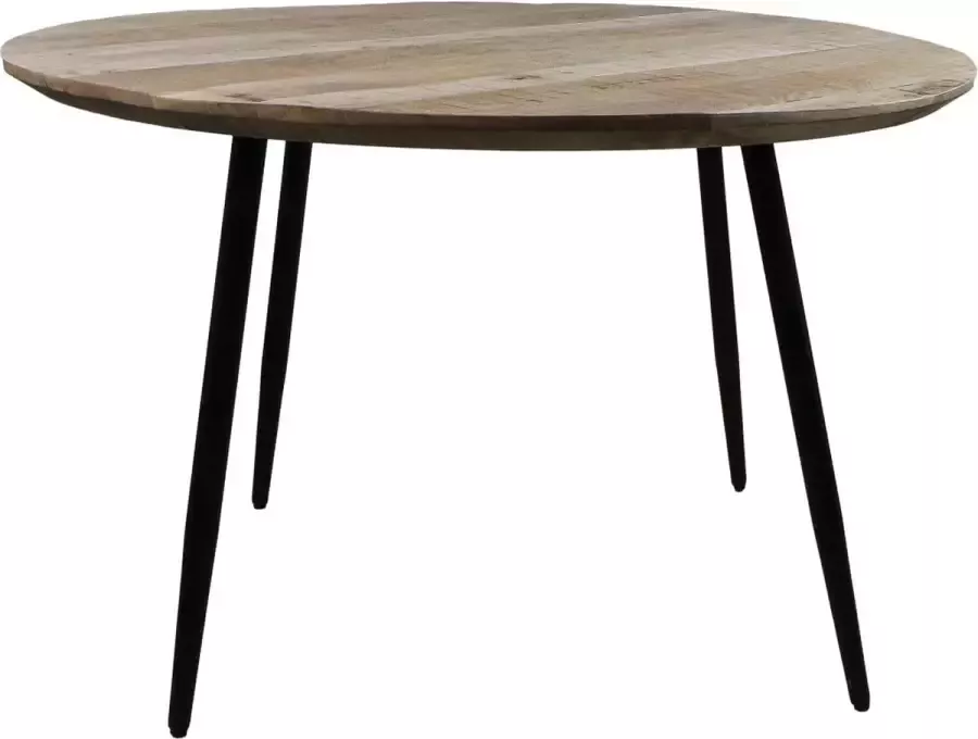 HSM Collection Ronde eettafel Bern 140x140x76 Naturel zwart Mangohout ijzer