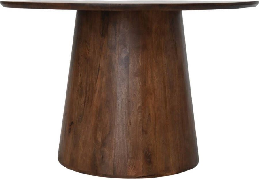 HSM Collection Ronde eettafel Drum met kegelpoot 120x120x77 Bruin Mat Mangohout - Foto 2