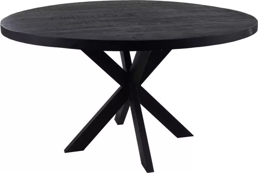 HSM Collection Eettafel Rond Melbourne Ø100cm Naturel Zwart Mangohout Metaal