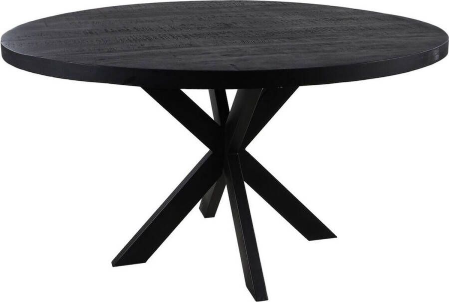 HSM Collection -Ronde Eettafel Melbourne-120x120x76-Zwart-Mango Metaal