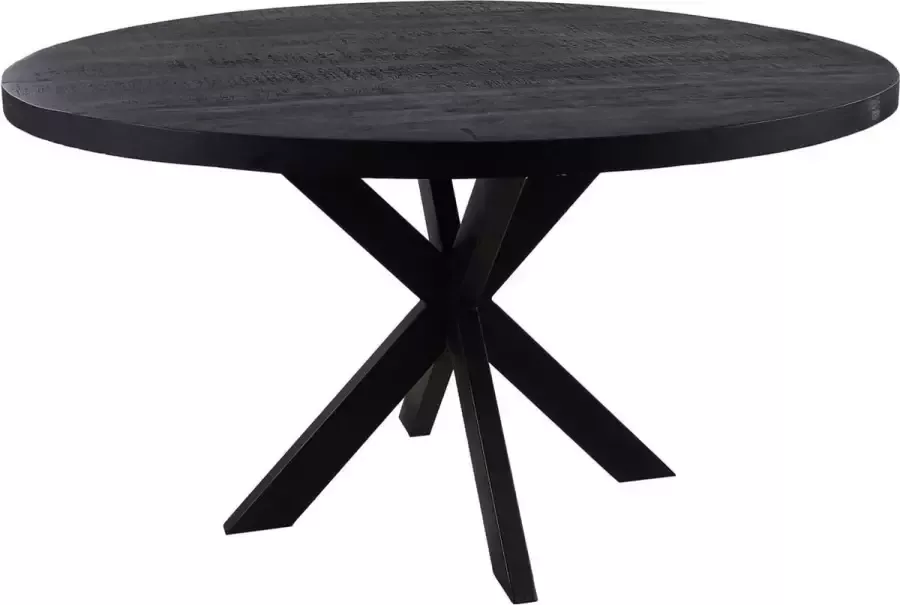 HSM Collection Ronde eettafel Melbourne ø130x76 Zwart Mangohout metaal