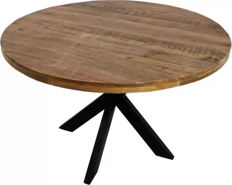 HSM Collection Ronde eettafel Melbourne ø140x76 Naturel zwart Mangohout metaal