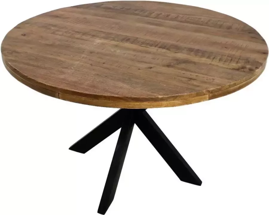 HSM Collection Ronde eettafel Melbourne ø80x76 Naturel zwart Mangohout metaal