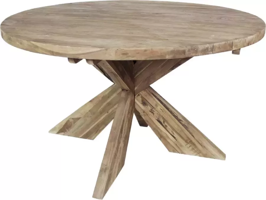 HSM Collection -Ronde Eettafel Met Kruispoot-130x130x75-Naturel-Teak