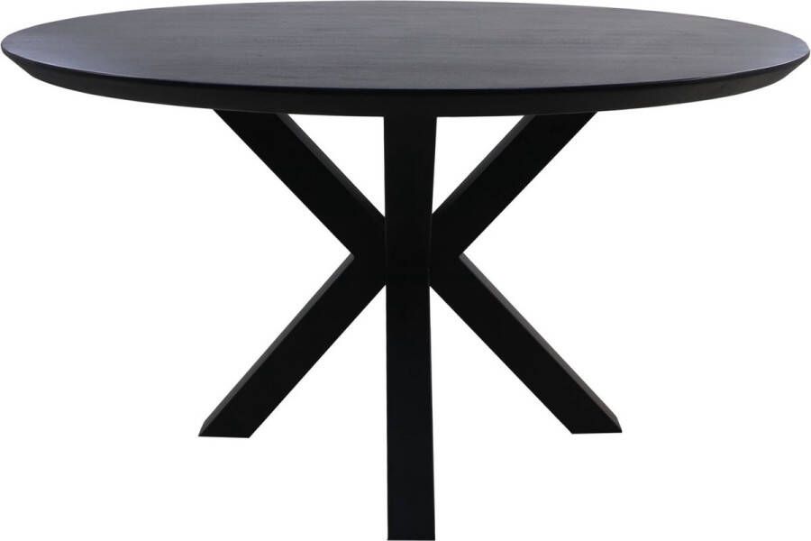 HSM Collection -Ronde Eettafel Zürich-130x130x76-Zwart-Acacia Metaal