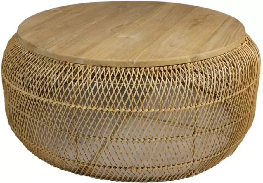 HSM Collection HSM Ronde Salontafel 80x80x36 Naturel Rotan|teak