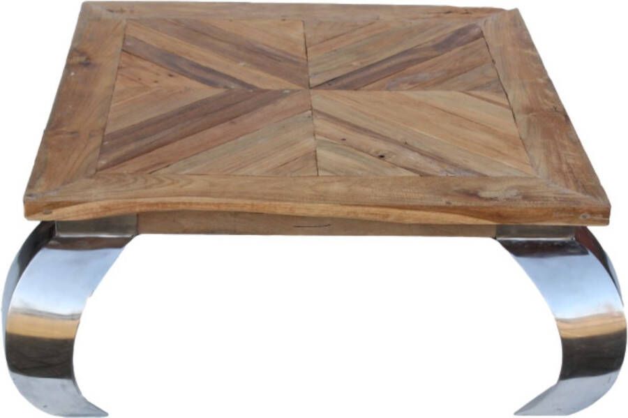 HSM Collection Salontafel Metaal met Hout Woonkamertafeltje Bijzettafel Bijzettafeltje Woonkamer Tafeltje Woonkamertafel Bijzet tafel Sidetable 100x100 cm Wood Selections