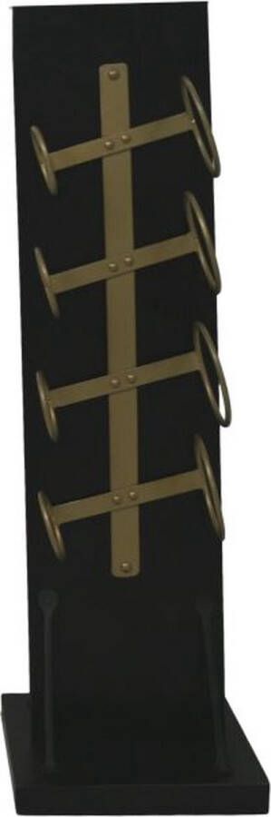 HSM Collection Staand wijnrek 4 flessen 25x25x80 Zwart goud Mangohout metaal - Foto 2