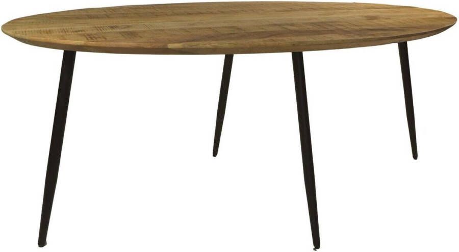 HSM Collection Tafel Bern ovaal swiss edge 180x100x76 Naturel zwart Mangohout metaal