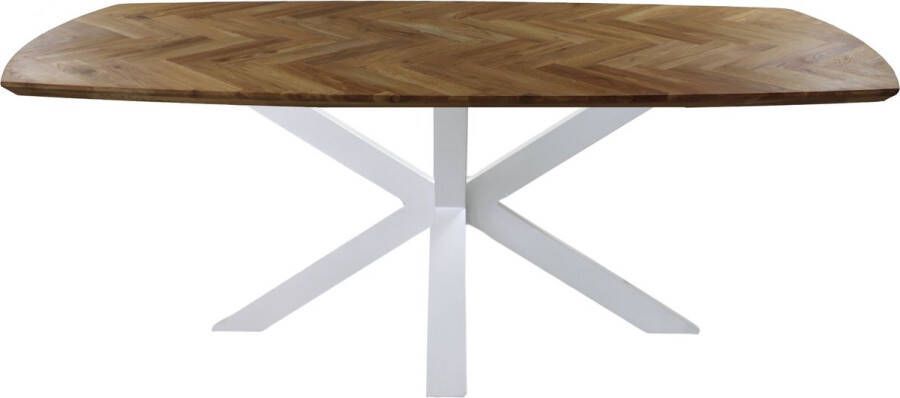 HSM Collection Tafel Fishbone Danish 260x110x76 Naturel wit Eiken metaal