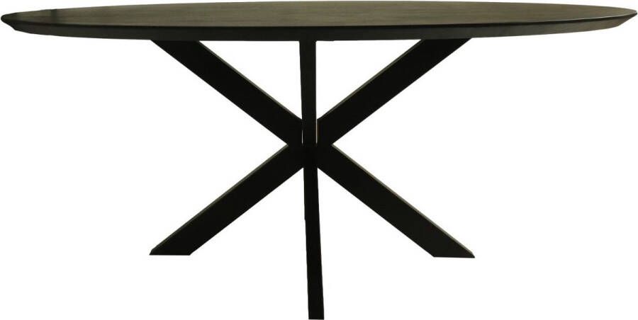 HSM Collection Tafel Zurich ovaal swiss edge 180x100x76 Zwart Acaciahout metaal - Foto 2