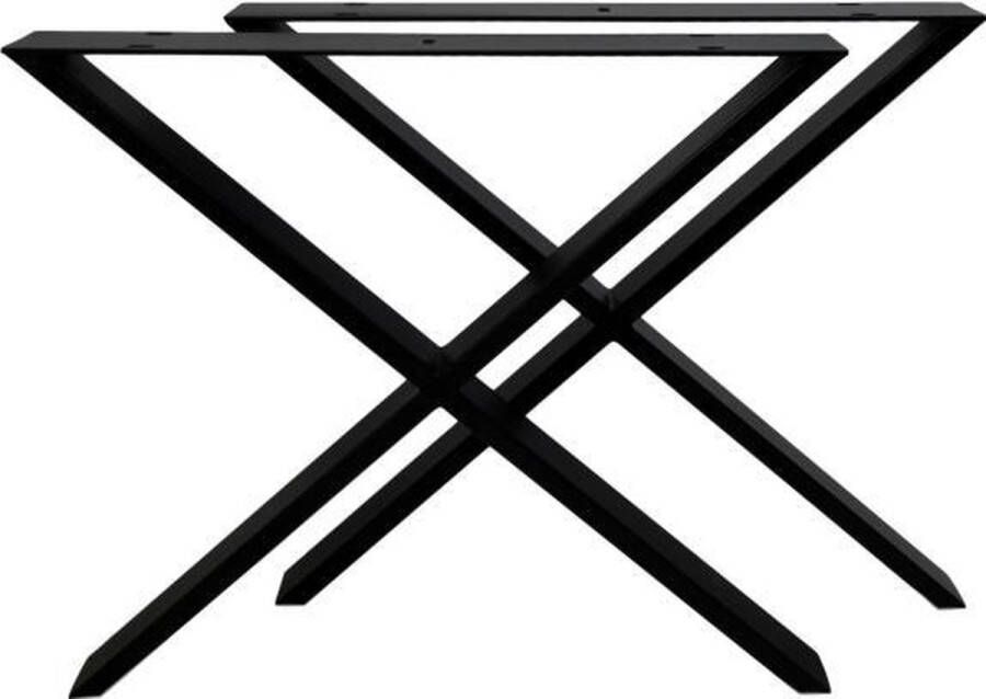 HSM Collection tafelpoten X-model 70x71 cm gepoedercoat zwart metaal set van 2