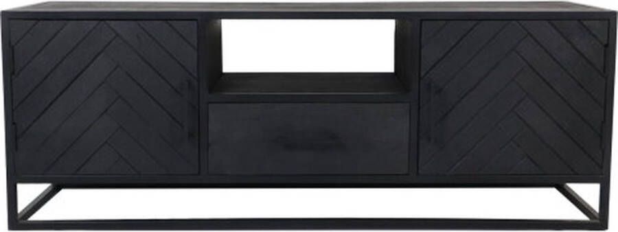 HSM Collection HSM- TV Meubel TV-meubel Verona 2 deuren & 1 lade mangohout 180cm Zwart