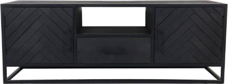 HSM Collection HSM- TV Meubel TV-meubel Verona 2 deuren & 1 lade mangohout 180cm Zwart