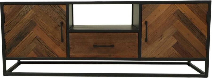 HSM Collection Tv meubel Verona 150x40x55 Naturel zwart Mangohout metaal