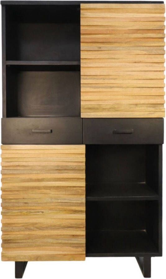 HSM Collection Vakkenkast Boekenkast Woonkamer Kast Buffetkast industrieel Vitrinekast 112x47x192 Wood Selections