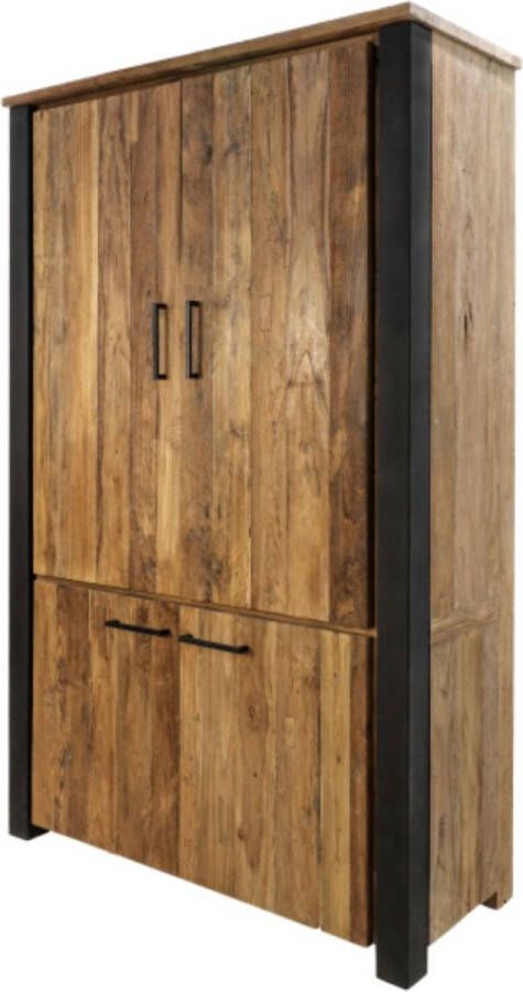 HSM Collection Vakkenkast Boekenkast Woonkamer Kast Buffetkast industrieel Vitrinekast 120x45x190 Wood Selections