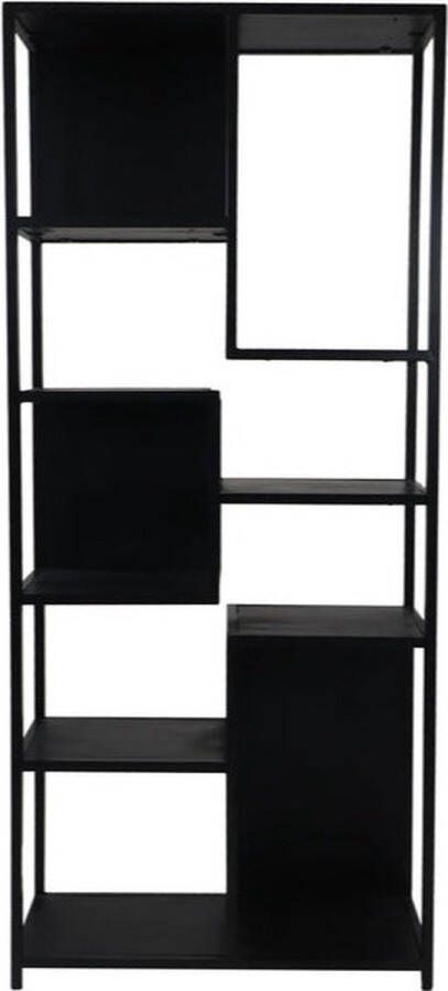 HSM Collection Vakkenkast Zwart Boekenkast Woonkamer Kast Buffetkast industrieel Vitrinekast 78x35x178 Wood Selections