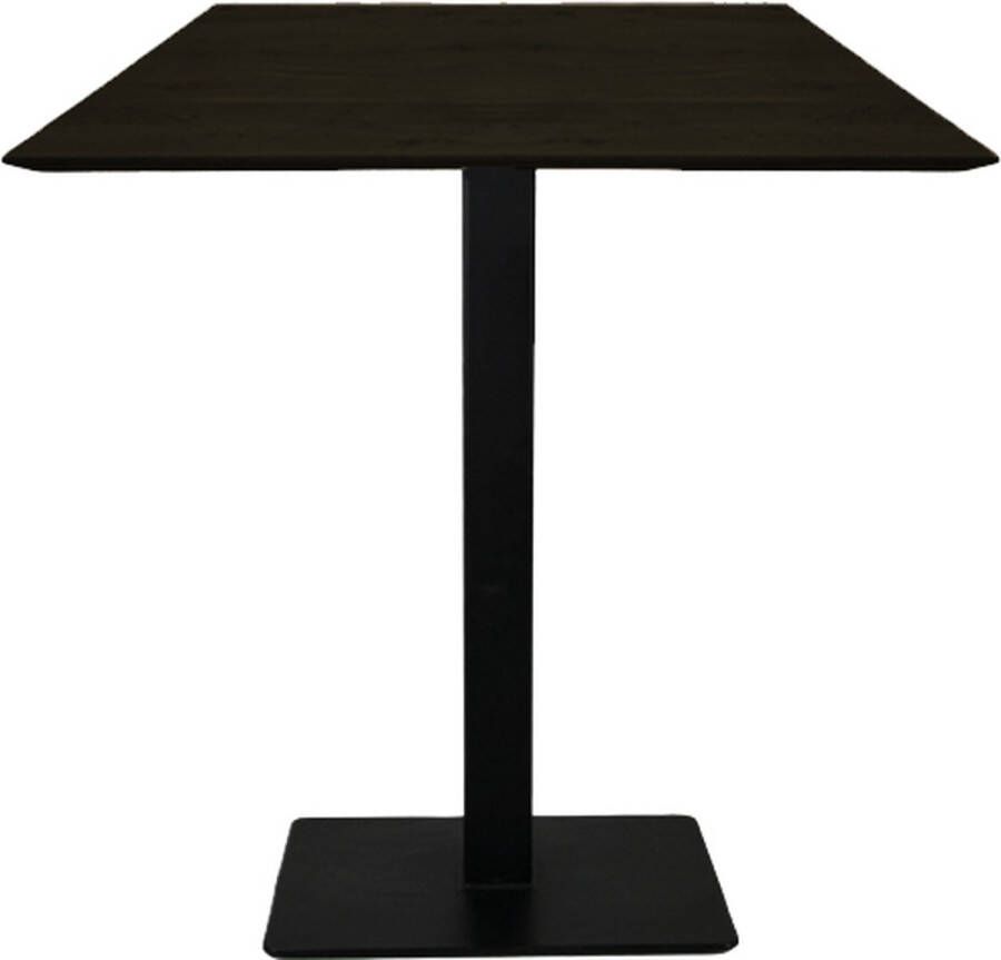 HSM Collection Vierkante bartafel Zurich 75x75x74 Zwart Acaciahout metaal - Foto 2