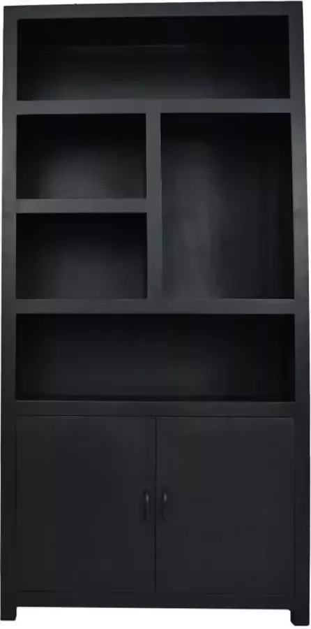 HSM Collection Wandkast zwart 5 vakken 105x42x115 Zwart Mangohout MDF