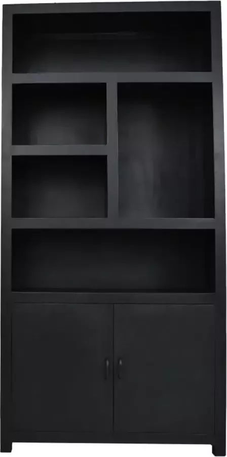 HSM Collection Wandkast zwart 5 vakken 105x42x115 Zwart Mangohout MDF