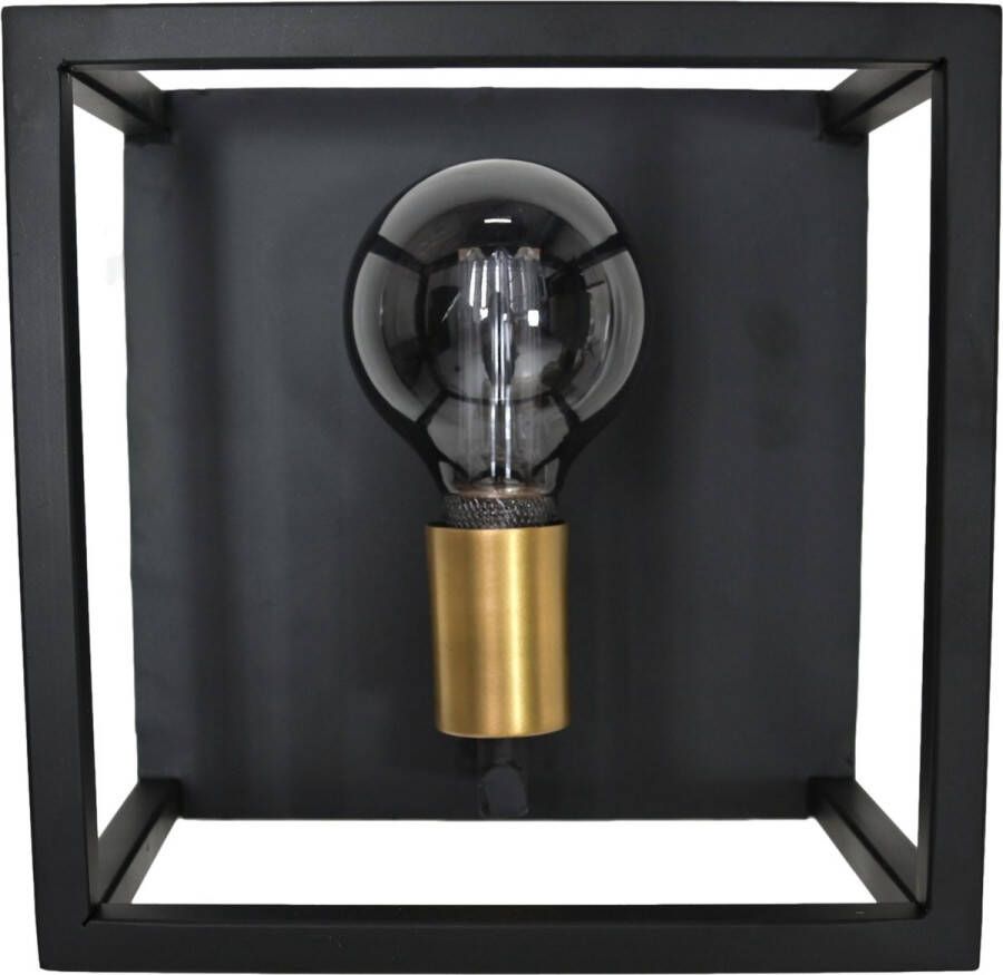 HSM Collection Wandlamp 25x18x25 Zwart goud Metaal