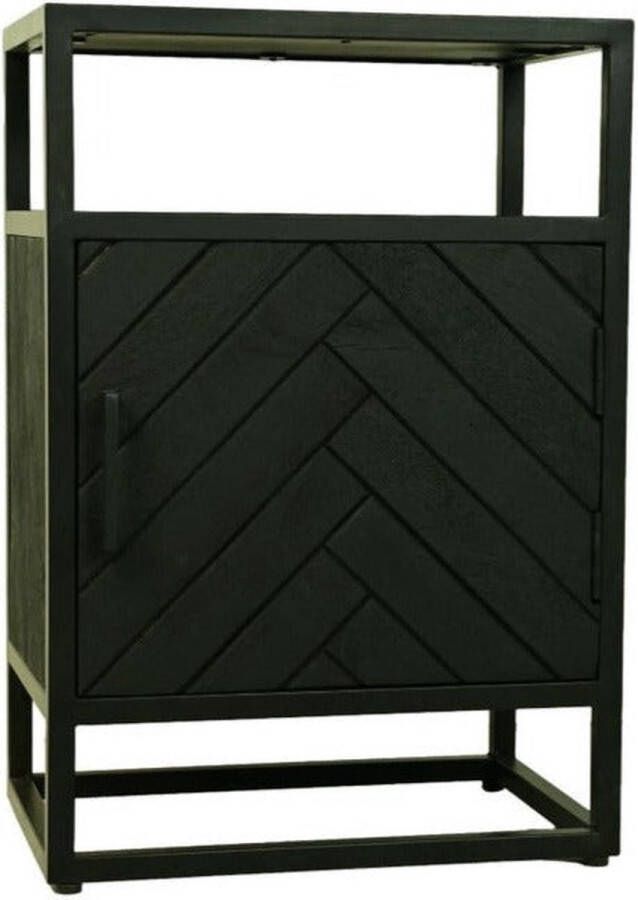 HSM Collections Nachtkastje Vakkenkast zwart Woonkamer Kast 45x32x65 Wood Selections