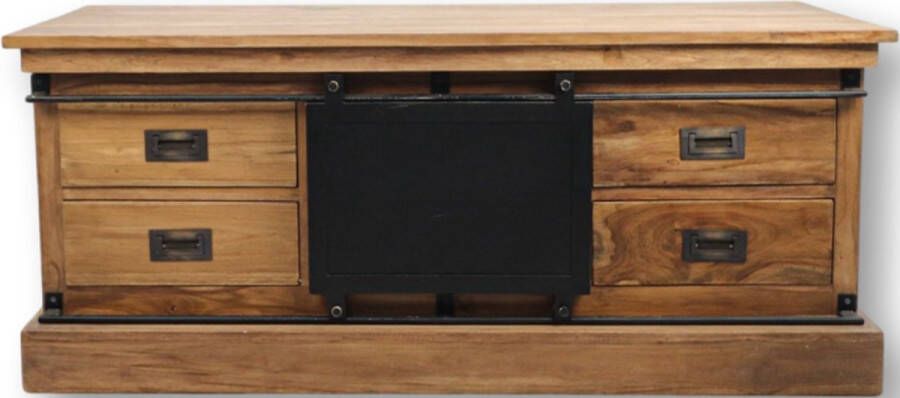 HSM TV Meubel TV-meubel Wellington x55x45 1 deur & 4 lades teakhout 130cm Bruin; Zwart