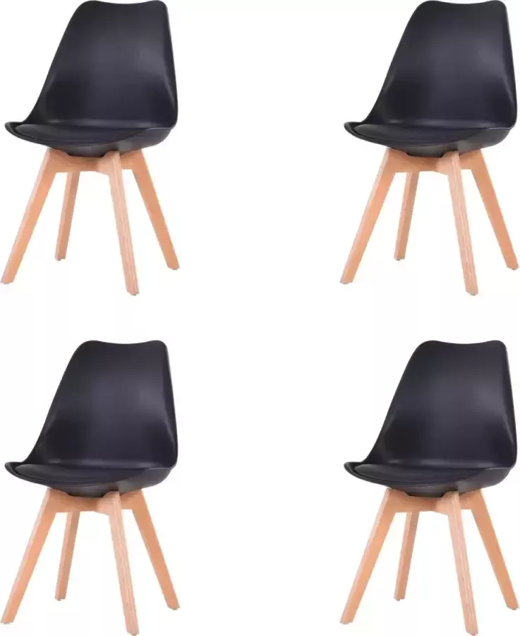 HTfurniture Dining room chair Set of 4 black with seat filling Bucket chair Tulips Plastic Dining Chair