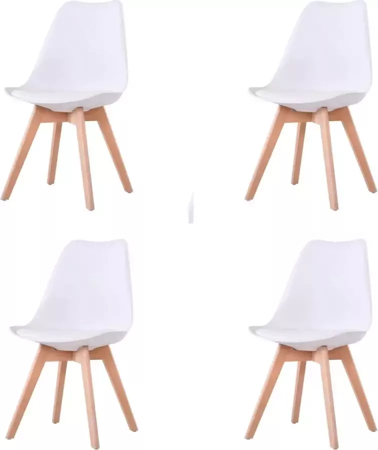 HTfurniture Dining room chair Set of 4 white with seat filling Bucket chair Tulips Plastic Dining Chair