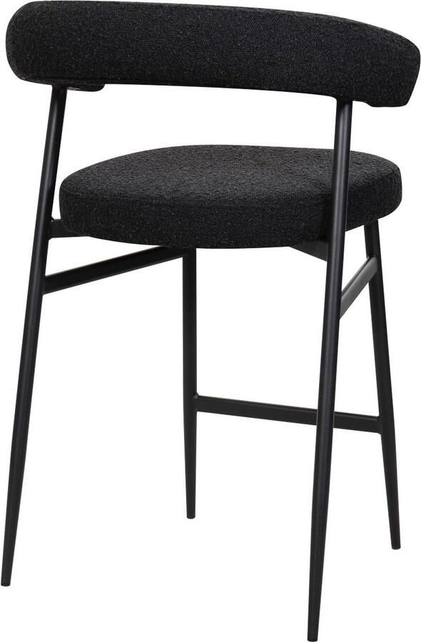 HTfurniture Barkruk zwart Fluweel Gestoffeerd- zwart ijzere poeten - Foto 2