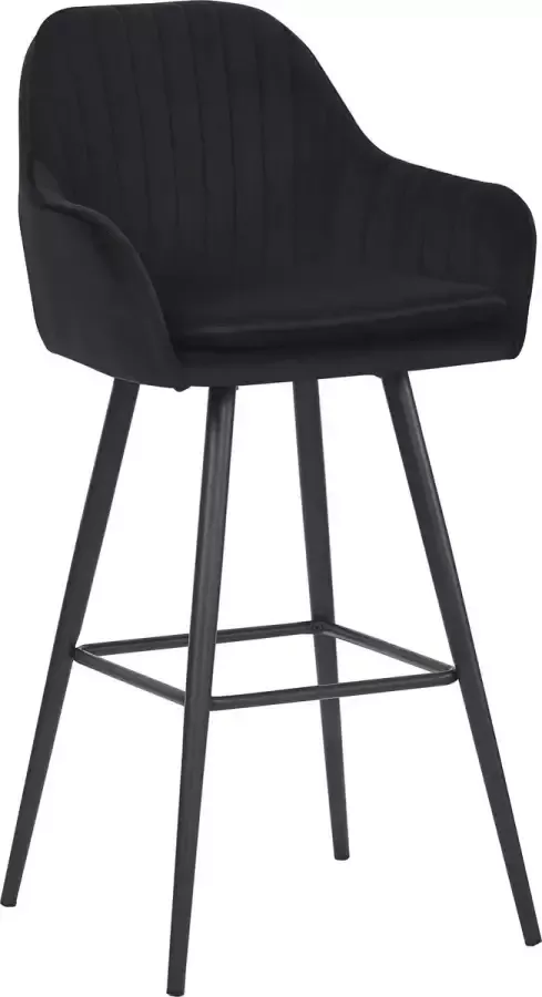 HTfurniture -Lara bar stool-black velvet-with armrest-black legs-bar chair