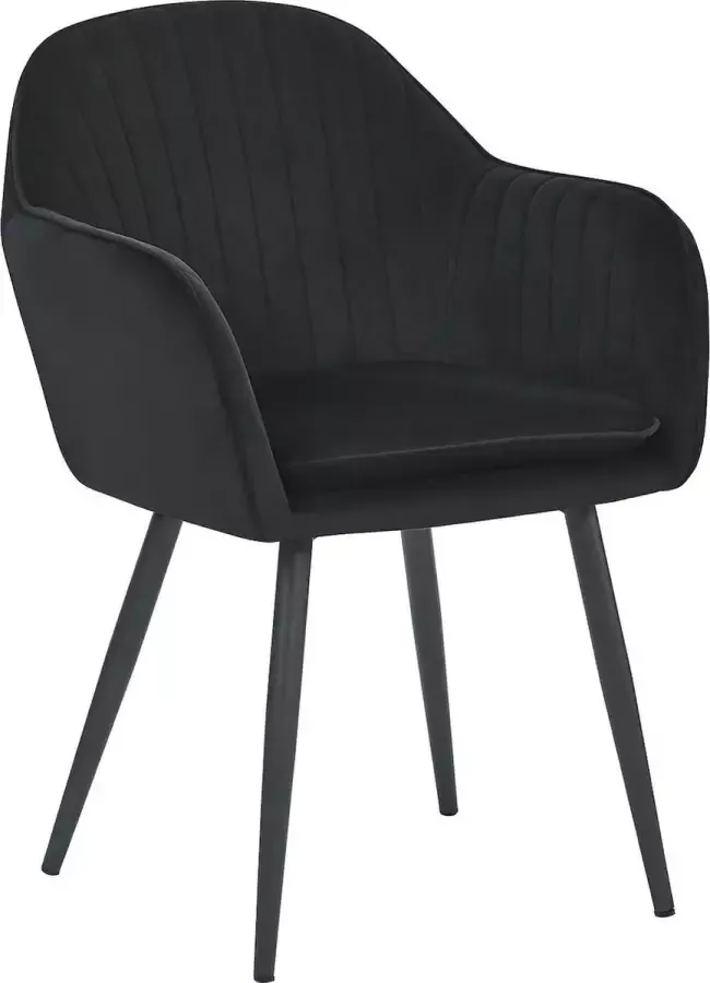 HTfurniture -Lara dining chair-black velvet-with armrest-black legs