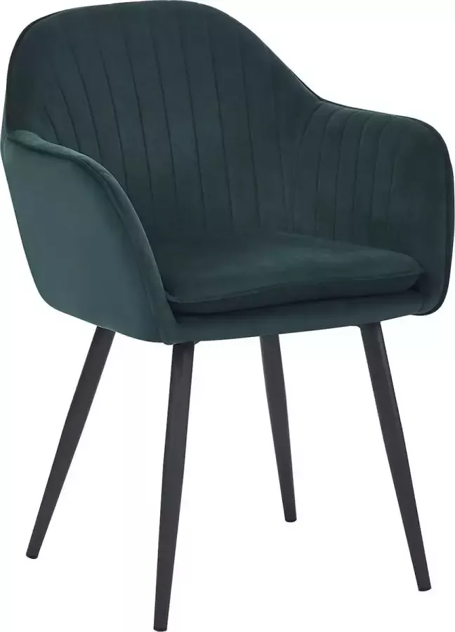 HTfurniture -Lara dining chair-dark green velvet-with armrest-black legs