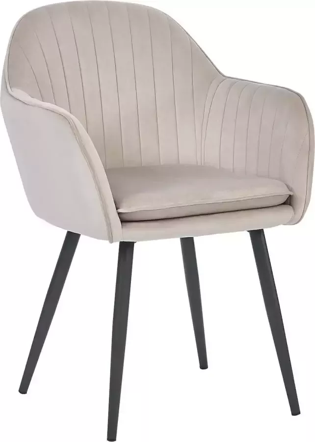 HTfurniture -Lara dining chair-light gray velvet-with armrest-black legs