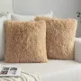 HUAYUGUO set van 2 pluizige zachte decoratieve vierkante kussenhoezen voor woonkamer bank slaapkamer 43 x 43cm - Thumbnail 1