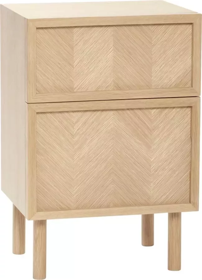 Hübsch interior & furniture Hubsch nachtkastje eiken visgraat FSC-keurmerk 40cm breed x 30cm diep x 60cm hoog