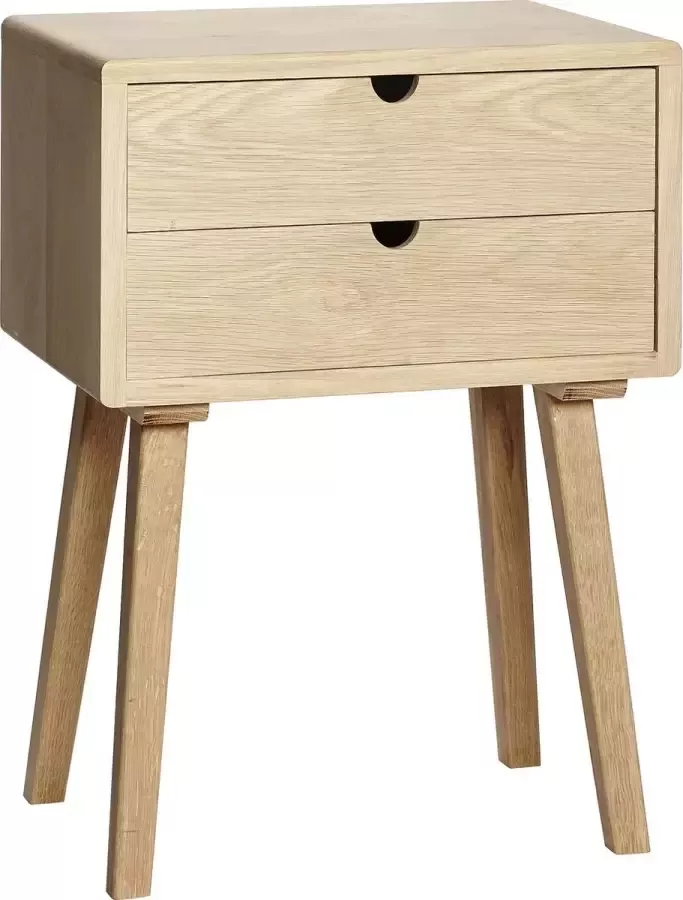 Hubsch Interior HÜBSCH INTERIOR FSC eiken nachtkastje met twee laden naturel eiken 50x35xh70cm