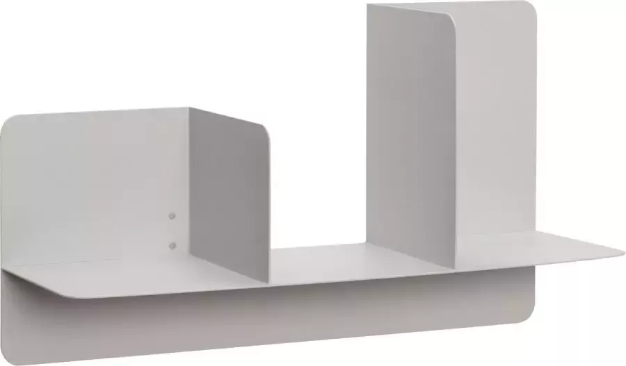 Hubsch Interior HÜBSCH INTERIOR Lichtgrijs metalen boekenplankje wandrek 60x20xh35cm